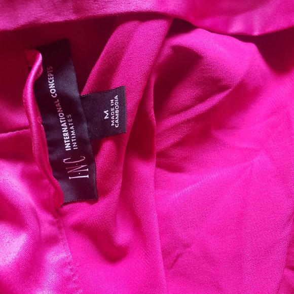 INC Lace-Trim Short Satin Wrap Robe - Picture 4 of 7